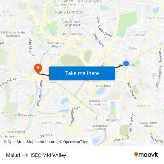 Maluri to ISEC MId VAlley map