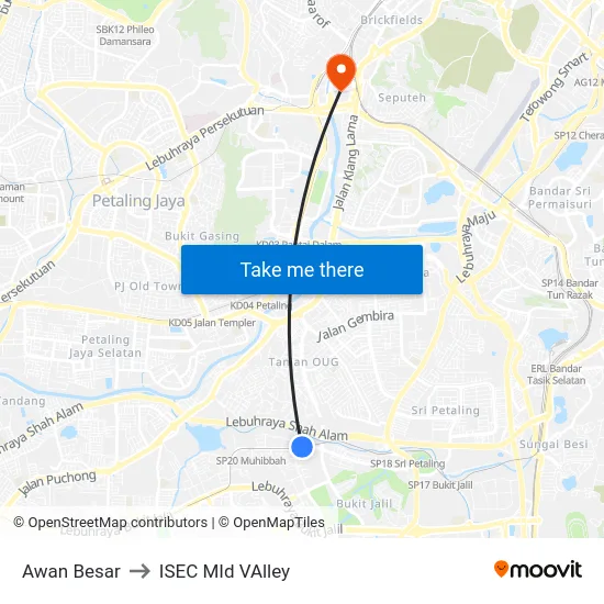 Awan Besar to ISEC MId VAlley map