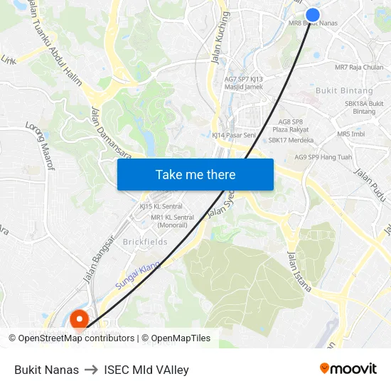 Bukit Nanas to ISEC MId VAlley map