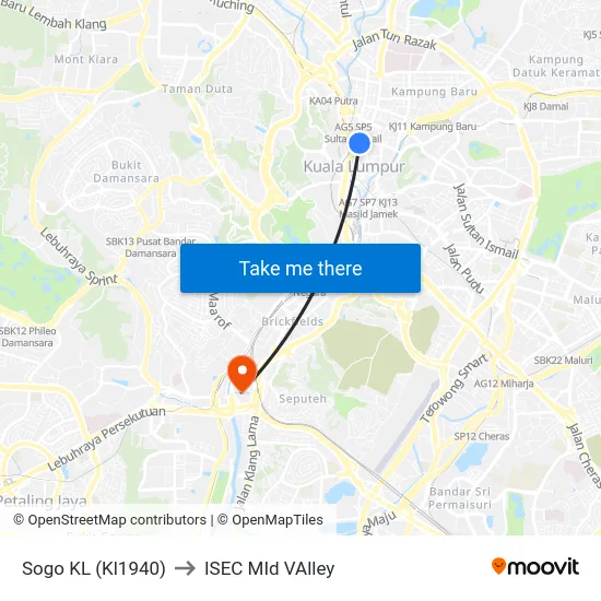 Sogo KL (Kl1940) to ISEC MId VAlley map