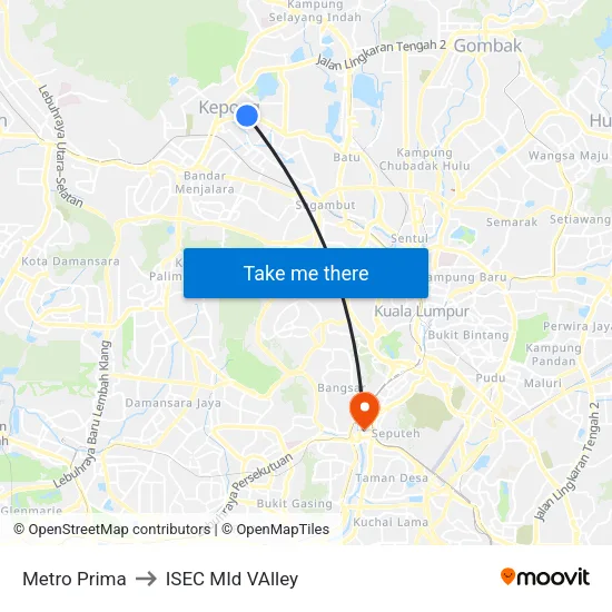 Metro Prima to ISEC MId VAlley map