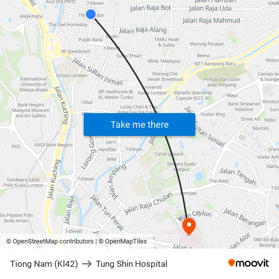 Tiong Nam (Kl42) to Tung Shin Hospital map
