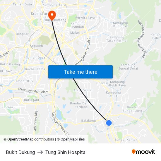 Bukit Dukung to Tung Shin Hospital map