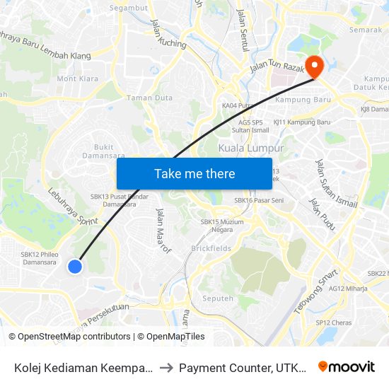 Kolej Kediaman Keempat, Universiti Malaya (Kl2348) to Payment Counter, UTKKM, National Heart Institute map