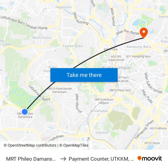 MRT Phileo Damansara, Pintu A (Pj823) to Payment Counter, UTKKM, National Heart Institute map