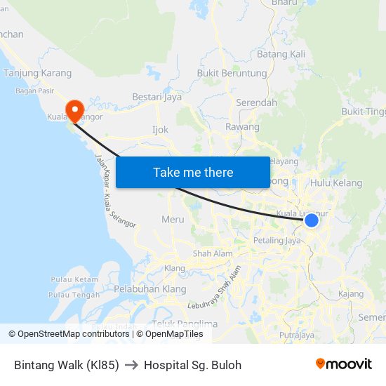 Bintang Walk (Kl85) to Hospital Sg. Buloh map