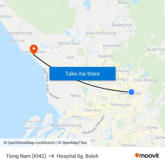Tiong Nam (Kl42) to Hospital Sg. Buloh map