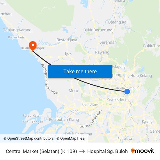Central Market (Selatan) (Kl109) to Hospital Sg. Buloh map