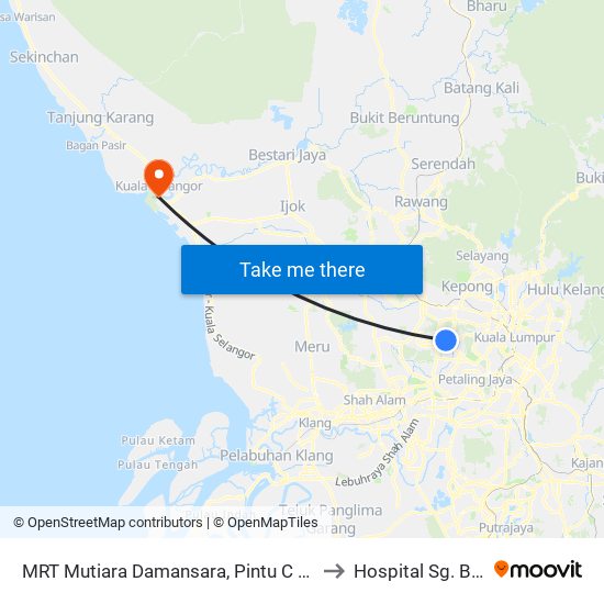 MRT Mutiara Damansara, Pintu C (Pj814) to Hospital Sg. Buloh map