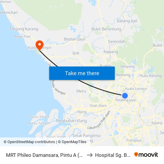 MRT Phileo Damansara, Pintu A (Pj823) to Hospital Sg. Buloh map