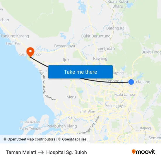 Taman Melati to Hospital Sg. Buloh map