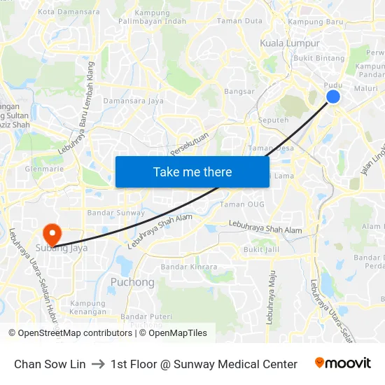 Chan Sow Lin to 1st Floor @ Sunway Medical Center map