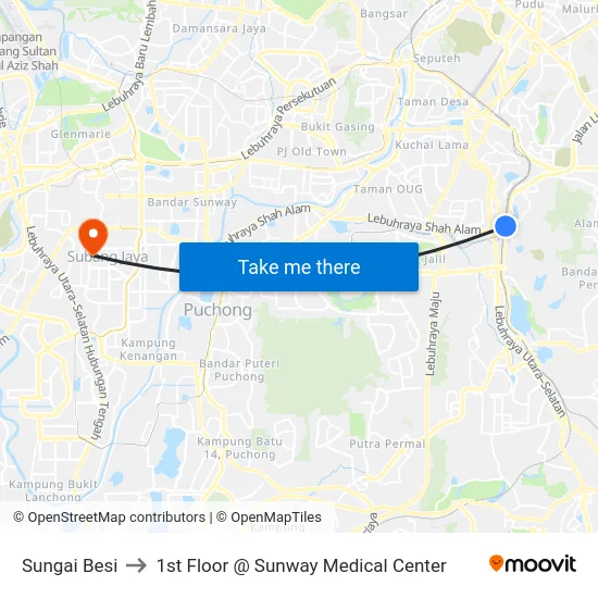 Sungai Besi to 1st Floor @ Sunway Medical Center map