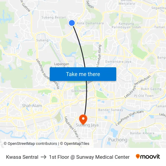 Kwasa Sentral to 1st Floor @ Sunway Medical Center map