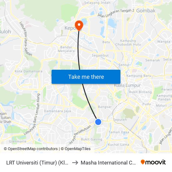 LRT Universiti (Timur) (Kl1440) to Masha International College map