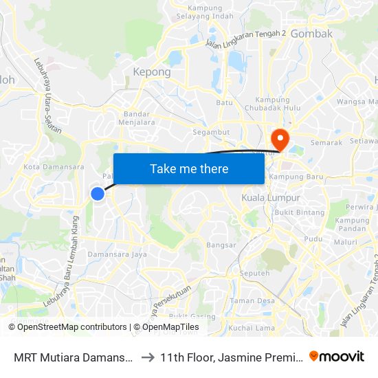 MRT Mutiara Damansara, Pintu C (Pj814) to 11th Floor, Jasmine Premier Ward, Kpj Tawakkal map