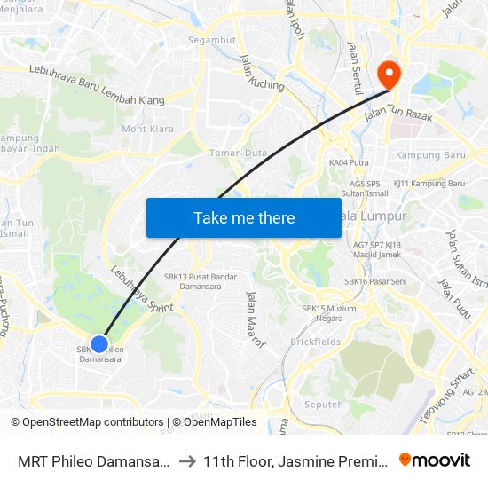MRT Phileo Damansara, Pintu A (Pj823) to 11th Floor, Jasmine Premier Ward, Kpj Tawakkal map