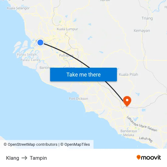 Klang to Tampin map