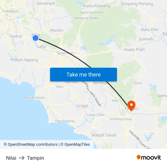 Nilai to Tampin map