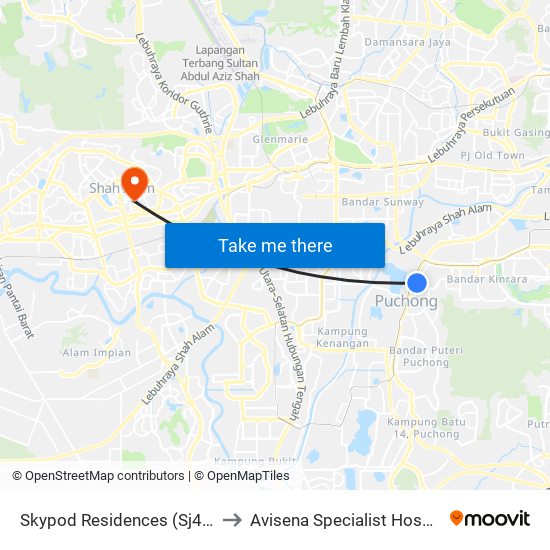 Skypod Residences (Sj447) to Avisena Specialist Hospital map