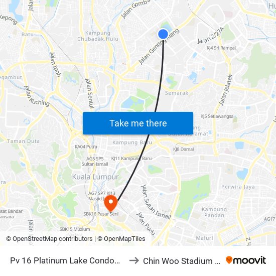 Pv 16 Platinum Lake Condominium (Kl1520) to Chin Woo Stadium 精武体育馆 map