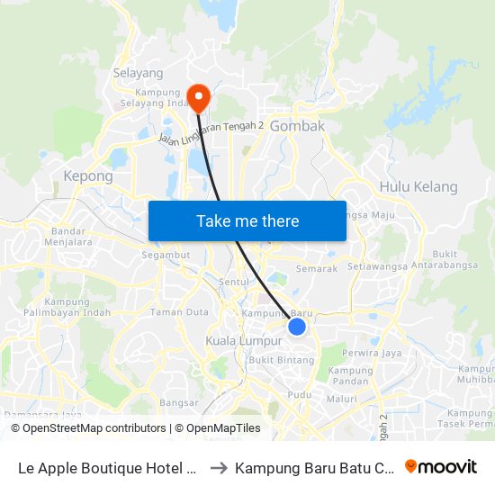 Le Apple Boutique Hotel KLCC to Kampung Baru Batu Caves map