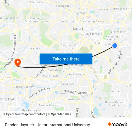 Pandan Jaya to Unitar International University map
