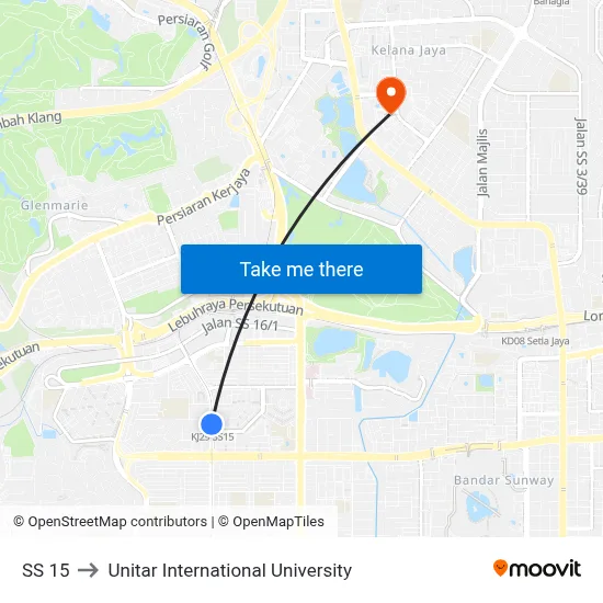 SS 15 to Unitar International University map