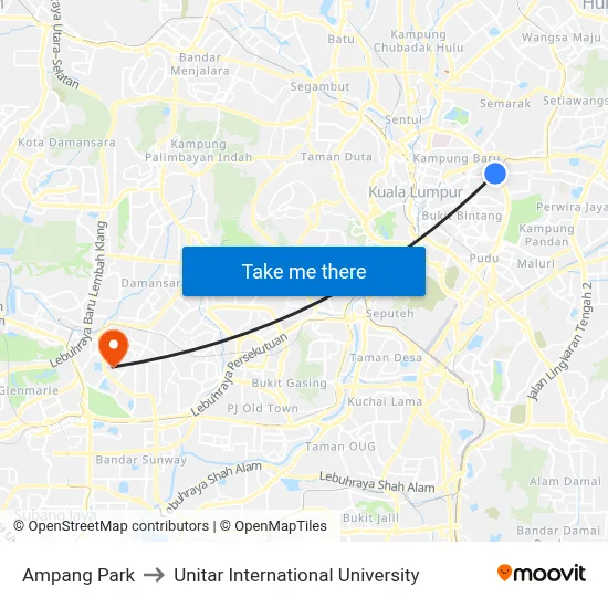 Ampang Park to Unitar International University map