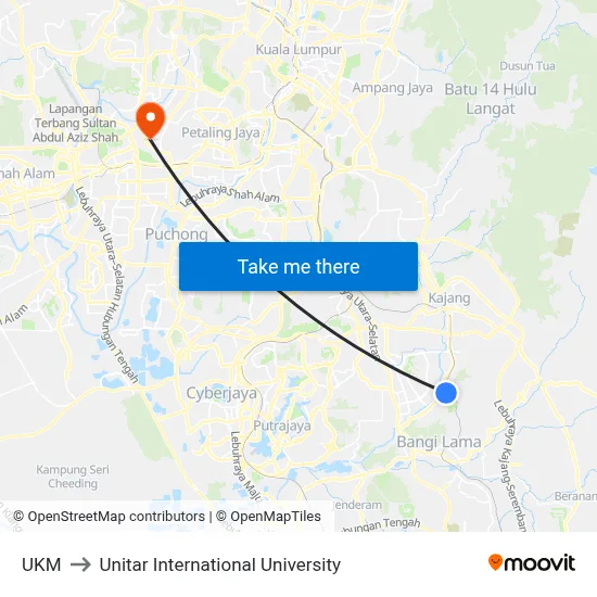 UKM to Unitar International University map