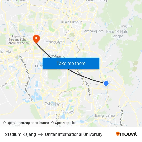 Stadium Kajang to Unitar International University map