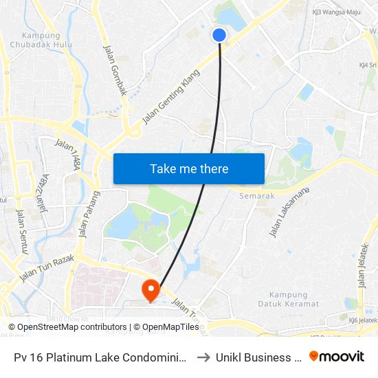 Pv 16 Platinum Lake Condominium (Kl1520) to Unikl Business School map