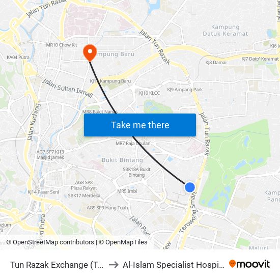 Tun Razak Exchange (Trx) to Al-Islam Specialist Hospital map