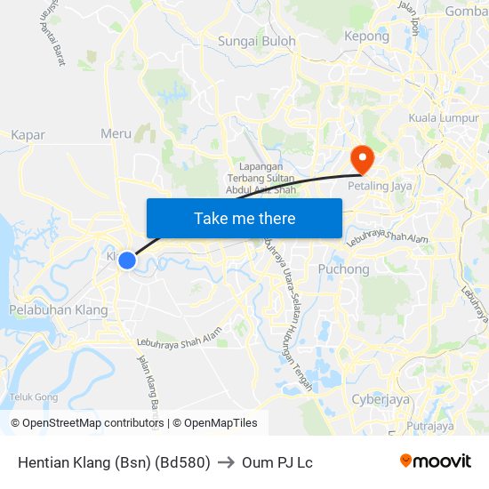 Hentian Klang (Bsn) (Bd580) to Oum PJ Lc map