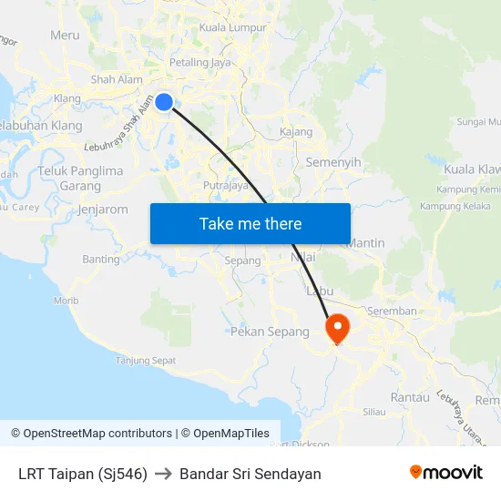 LRT Taipan (Sj546) to Bandar Sri Sendayan map