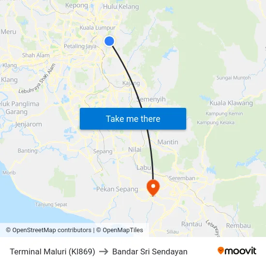 Terminal Maluri (Kl869) to Bandar Sri Sendayan map
