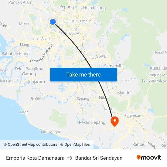 Emporis Kota Damansara to Bandar Sri Sendayan map