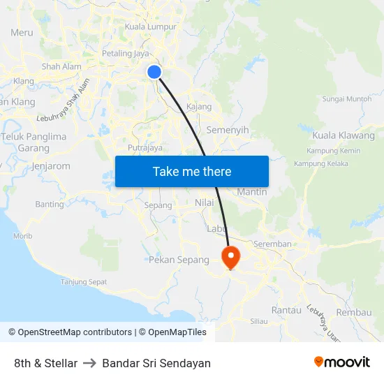 8th & Stellar to Bandar Sri Sendayan map