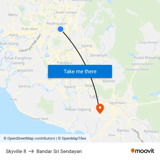 Skyville 8 to Bandar Sri Sendayan map