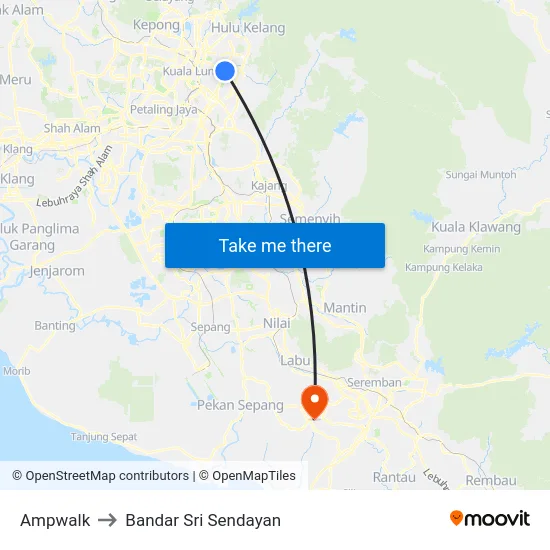 Ampwalk to Bandar Sri Sendayan map