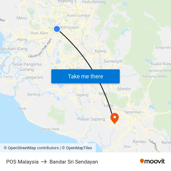 POS Malaysia to Bandar Sri Sendayan map