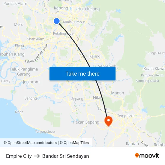 Empire City to Bandar Sri Sendayan map