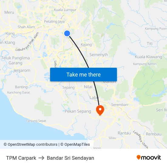 TPM Carpark to Bandar Sri Sendayan map
