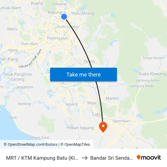 MRT / KTM Kampung Batu (Kl594) to Bandar Sri Sendayan map
