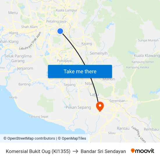 Komersial Bukit Oug (Kl1355) to Bandar Sri Sendayan map