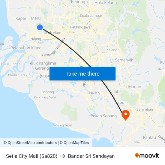 Setia City Mall (Sa820) to Bandar Sri Sendayan map