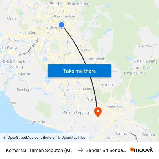 Komersial Taman Seputeh (Kl278) to Bandar Sri Sendayan map