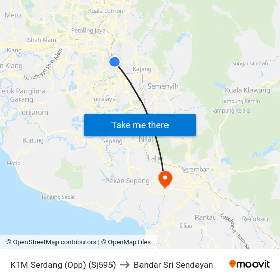 KTM Serdang (Opp) (Sj595) to Bandar Sri Sendayan map