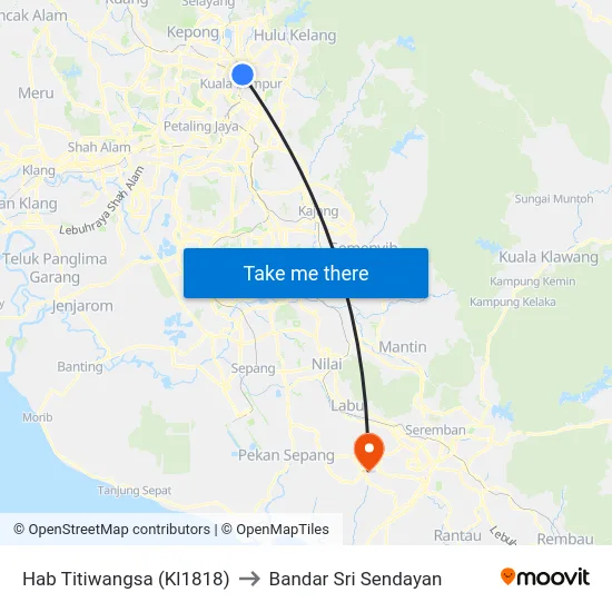 Hab Titiwangsa (Kl1818) to Bandar Sri Sendayan map