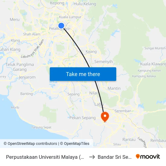 Perpustakaan Universiti Malaya (Opp) (Kl1109) to Bandar Sri Sendayan map
